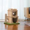 On2Pets Modern Wooden Cat House & Loft, Beige -Pawfect Care 262110 MAIN. AC SS1800 V1671030333