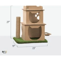 On2Pets Modern Wooden Cat House & Loft, Beige -Pawfect Care 262110 PT3. AC SS1800 V1671029933