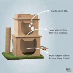 On2Pets Modern Wooden Cat House & Loft, Beige -Pawfect Care 262110 PT4. AC SS1800 V1671029871