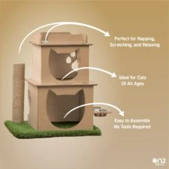 On2Pets Modern Wooden Cat House & Loft, Beige -Pawfect Care 262110 PT6. AC SS1800 V1671027825