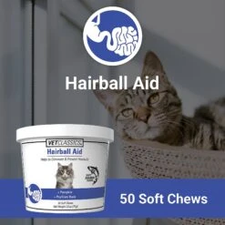 VetClassics Natural Hairball Digestive Aid Soft Chews Cat Supplement, 50 Count -Pawfect Care 262786 PT3. AC SS1800 V1614358906