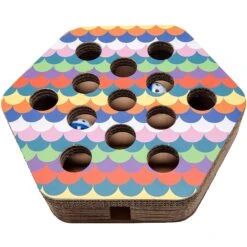 FurHaven Busy Box Corrugated Hexagon Cat Scratcher Toy With Catnip