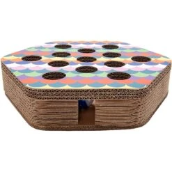 FurHaven Busy Box Corrugated Hexagon Cat Scratcher Toy With Catnip -Pawfect Care 263110 PT2. AC SS1800 V1612400254