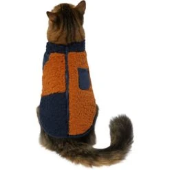 Frisco Lightweight Colorblock Dog & Cat Zippered Sherpa Fleece Vest, Blue/Brown -Pawfect Care 268191 PT2. AC SS1800 V1628797710