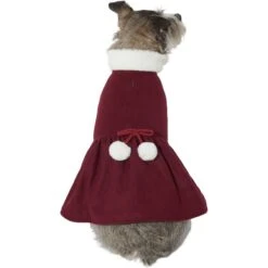 Frisco Mediumweight Pom Pom Bow Dog & Cat Peacoat Dress, Red -Pawfect Care 268200 PT2. AC SS1800 V1628797391