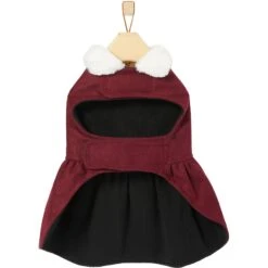 Frisco Mediumweight Pom Pom Bow Dog & Cat Peacoat Dress, Red -Pawfect Care 268200 PT5. AC SS1800 V1628824051