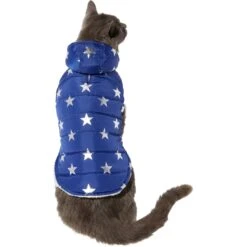 Frisco Mediumweight Metallic Star Print Insulated Dog & Cat Parka, Navy -Pawfect Care 268413 PT2. AC SS1800 V1628797317