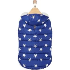 Frisco Mediumweight Metallic Star Print Insulated Dog & Cat Parka, Navy -Pawfect Care 268413 PT4. AC SS1800 V1628824388