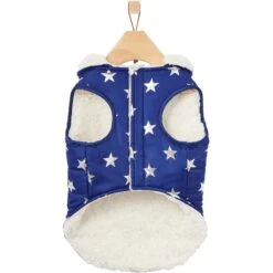 Frisco Mediumweight Metallic Star Print Insulated Dog & Cat Parka, Navy -Pawfect Care 268413 PT5. AC SS1800 V1628821999