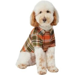 Frisco Orange & Olive Plaid Dog & Cat Flannel Shirt -Pawfect Care 268612 PT2. AC SS1800 V1637682457