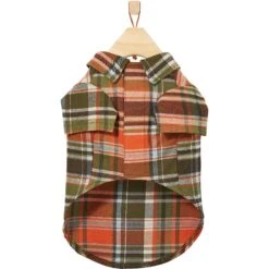 Frisco Orange & Olive Plaid Dog & Cat Flannel Shirt -Pawfect Care 268612 PT4. AC SS1800 V1637646113