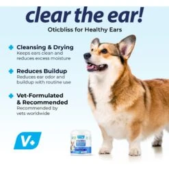 Vetnique Labs Oticbliss Advanced Cleaning, Soothing Aloe & Medicated Dog & Cat Ear Wipes -Pawfect Care 271378 PT2. AC SS1800 V1698094193