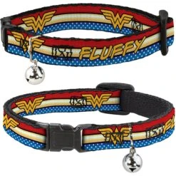Buckle-Down DC Comics Wonder Woman Personalized Breakaway Cat Collar With Bell