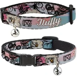 Buckle-Down Personalized Breakaway Cat Collar With Bell, Flowers & Filigree