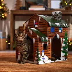 Frisco Holiday Log Cabin Cardboard Cat House -Pawfect Care 287287 PT4. AC SS1800 V1695045245