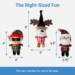 Frisco Holiday Hipster Santa & Friends Plush Cat Toy With Catnip, 3 Count -Pawfect Care 287317 PT1. AC SS1800 V1637787993