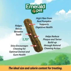 Emerald Pet Feline Dental Stixx With Chicken & Pumpkin Grain-Free Dental Cat Treats, 3.6-oz Bag -Pawfect Care 288273 PT7. AC SS1800 V1667597785
