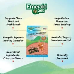 Emerald Pet Feline Dental Stixx With Salmon & Pumpkin Grain-Free Dental Cat Treats, 3.6-oz Bag -Pawfect Care 288275 PT3. AC SS1800 V1667599252