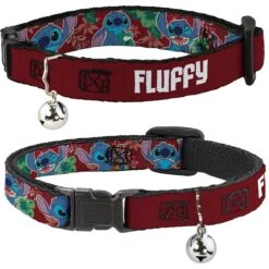 Buckle-Down Disney Lilo & Stitch Expressions Tropical Flora Personalized Breakaway Cat Collar With Bell