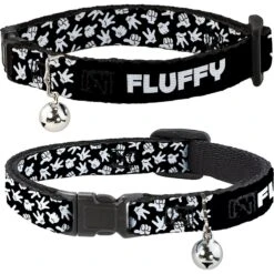 Buckle-Down Disney Mickey Mouse Hand Gestures Personalized Breakaway Cat Collar With Bell