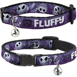 Buckle-Down Disney Nightmare Before Christmas Jack Expressions/Ghosts In Cemetery Personalized Breakaway Cat Collar With Bell