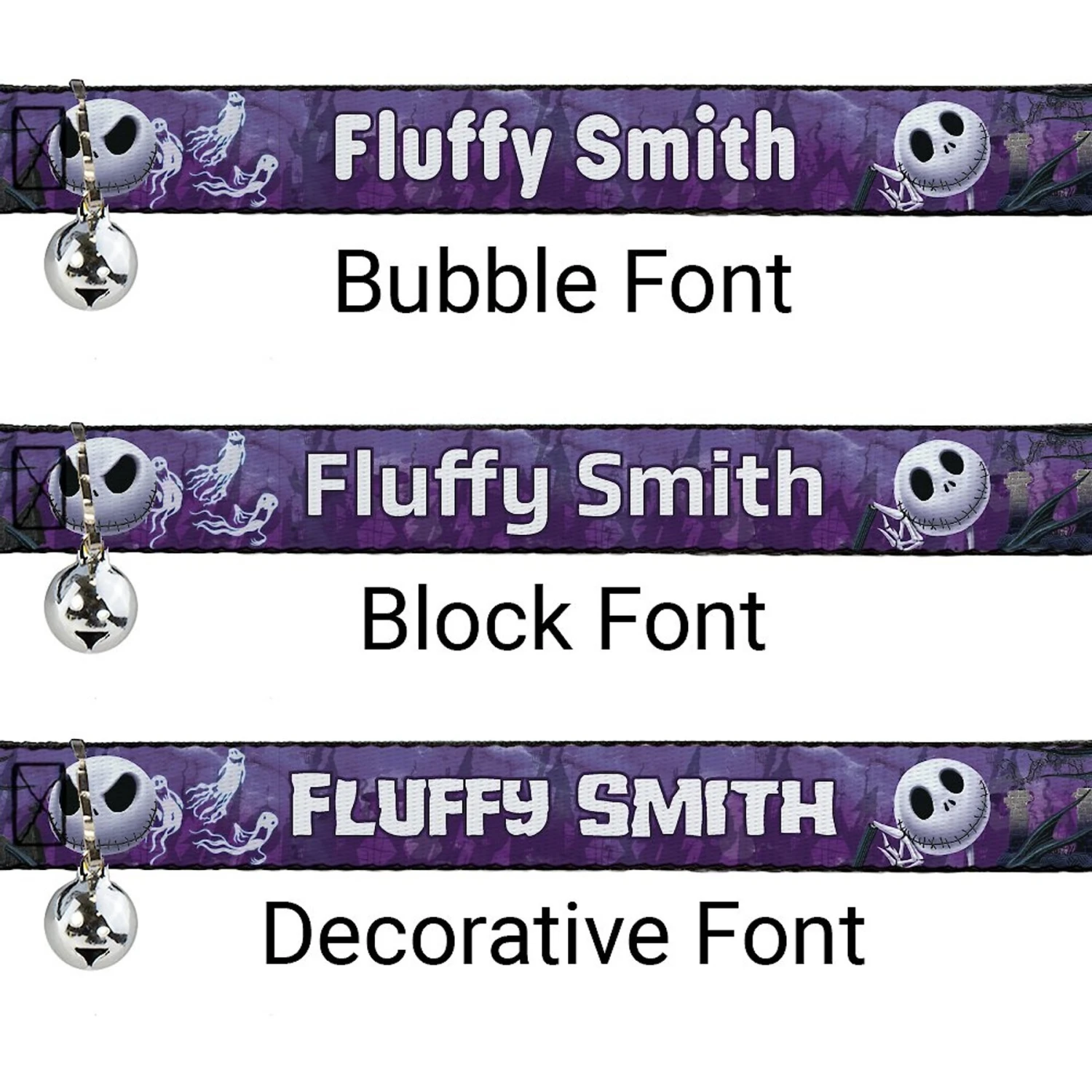 Buckle-Down Disney Nightmare Before Christmas Jack Expressions/Ghosts In Cemetery Personalized Breakaway Cat Collar With Bell 4 Buckle-Down Disney Nightmare Before Christmas Jack Expressions/Ghosts In Cemetery Personalized Breakaway Cat Collar With Bell - Image 2