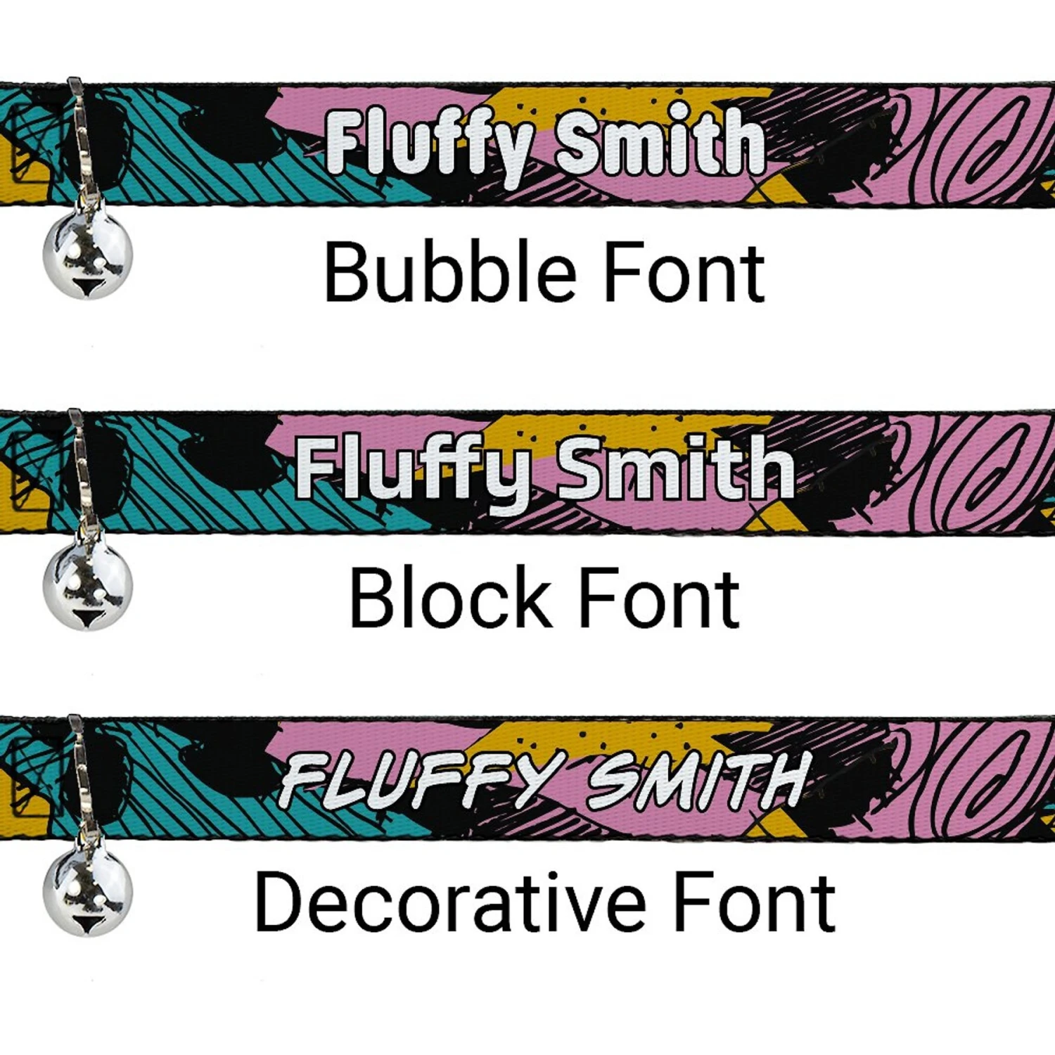 Buckle-Down Disney Nightmare Before Christmas Sally Dress Patchwork Personalized Breakaway Cat Collar With Bell 4 Buckle-Down Disney Nightmare Before Christmas Sally Dress Patchwork Personalized Breakaway Cat Collar With Bell - Image 2