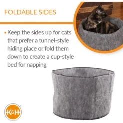 K&H Pet Products Amazin' Snuggle Cup Cat Bolster Bed Cat Cave, Gray -Pawfect Care 296530 PT2. AC SS1800 V1627941121