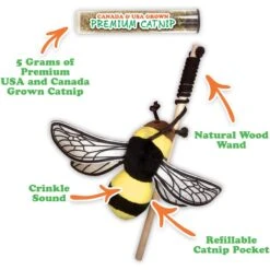 Meowijuana Catnip Pawty Mix, 60-g Jar & Meowijuana Refillable Get Buzzed Catnip Bee Cat Toy -Pawfect Care 298212 PT7. AC SS1800 V1621297039