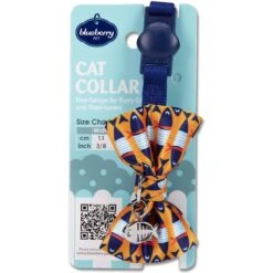 Blueberry Pet Fish Print Handmade Breakaway Bow Tie Personalized Cat Collar -Pawfect Care 300625 PT3. AC SS1800 V1623120746