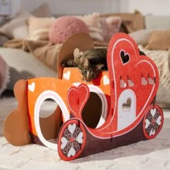 Frisco Valentine Love Carriage Cardboard Cat House, 2-Story -Pawfect Care 301565 PT4. AC SS1800 V1701364873