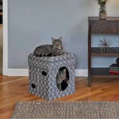 MidWest Curious Cube Cat Condo & MidWest Catty Scratch Cat Scratcher With Catnip -Pawfect Care 302904 PT4. AC SS1800 V1623088671