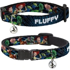 Buckle-Down Disney Toy Story Characters Running Personalized Breakaway Cat Collar With Bell