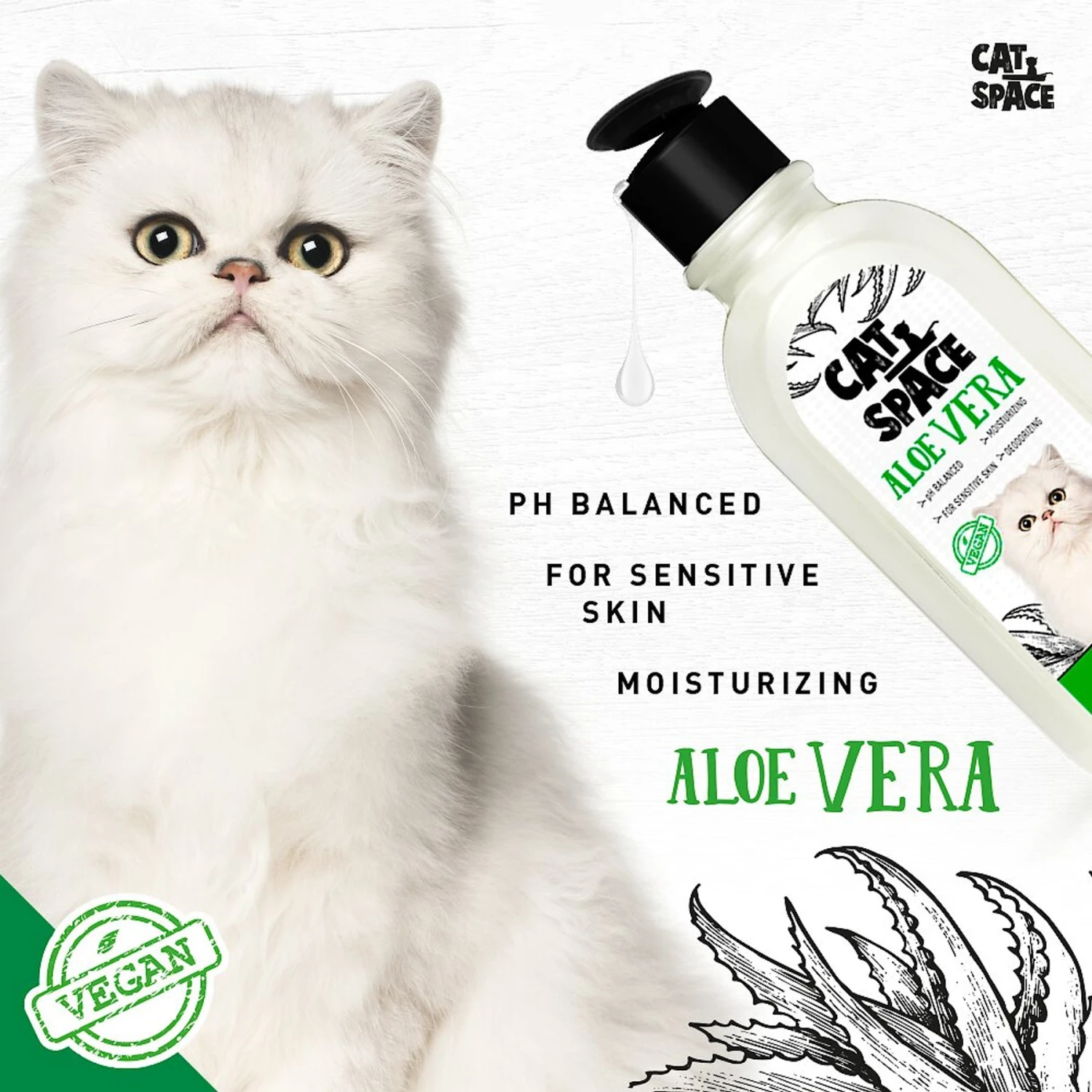 Cat Space Aloe Vera Cat Shampoo, 10-oz Bottle 5 Cat Space Aloe Vera Cat Shampoo, 10-oz Bottle - Image 3