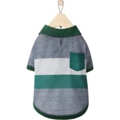 Frisco Green Striped Polo Dog & Cat Shirt -Pawfect Care 315091 PT4. AC SS1800 V1646437905
