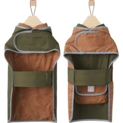 Frisco Lightweight Olive Reversible Packable Dog Raincoat -Pawfect Care 315116 PT5. AC SS1800 V1646437977
