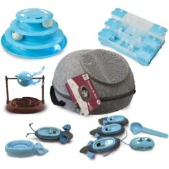 Ethical Pet Doc & Phoebe Puzzle Cat Feeder, Blue/White -Pawfect Care 316060 PT5. AC SS1800 V1631784100