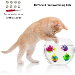 Pet Fit For Life 4-Piece Bundle Interactive Swimming Fish + Feather Wand Cat Toy -Pawfect Care 316698 PT3. AC SS1800 V1632174121