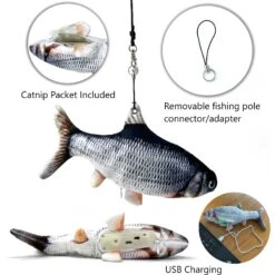 Pet Fit For Life Robotic Floppy Fish & Wand Cat Toy -Pawfect Care 316700 PT2. AC SS1800 V1631763074