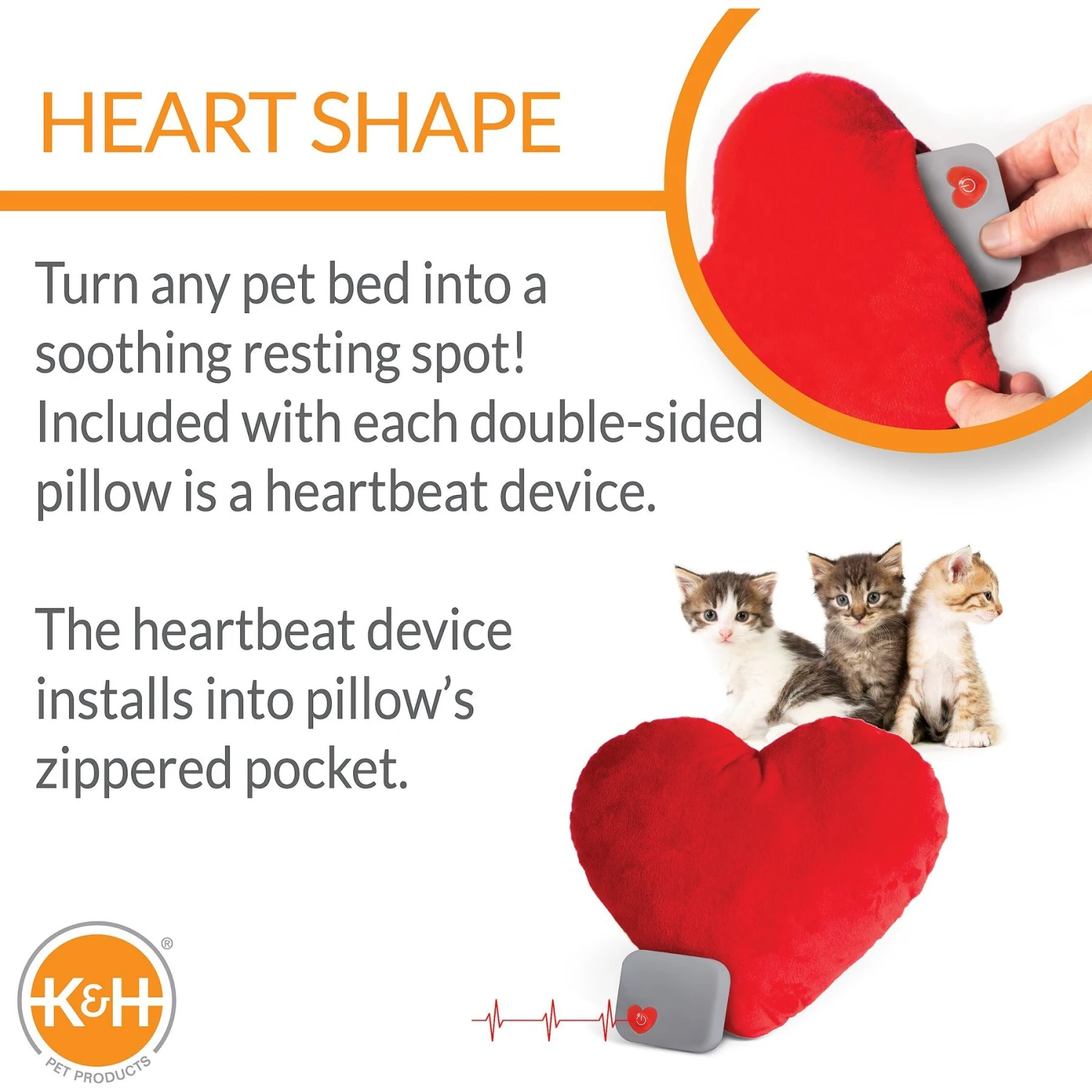 K&H Pet Products Mother's Heartbeat Kitty Heart Pillow 5 K&H Pet Products Mother's Heartbeat Kitty Heart Pillow - Image 3