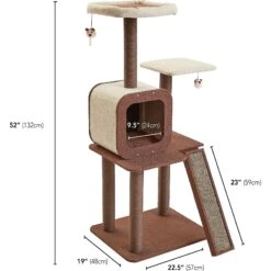 Two By Two The Redwood 53-in Cat Tree & Condo, Beige/Brown -Pawfect Care 316946 PT2. AC SS1800 V1642633898