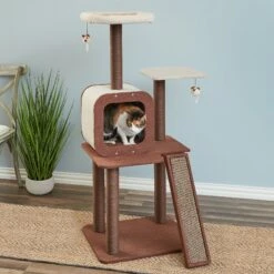 Two By Two The Redwood 53-in Cat Tree & Condo, Beige/Brown -Pawfect Care 316946 PT3. AC SS1800 V1642647688