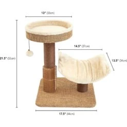 Two By Two The Yaupon 21.5-in Cat Tree & Lounger, Beige -Pawfect Care 316950 PT2. AC SS1800 V1642646824