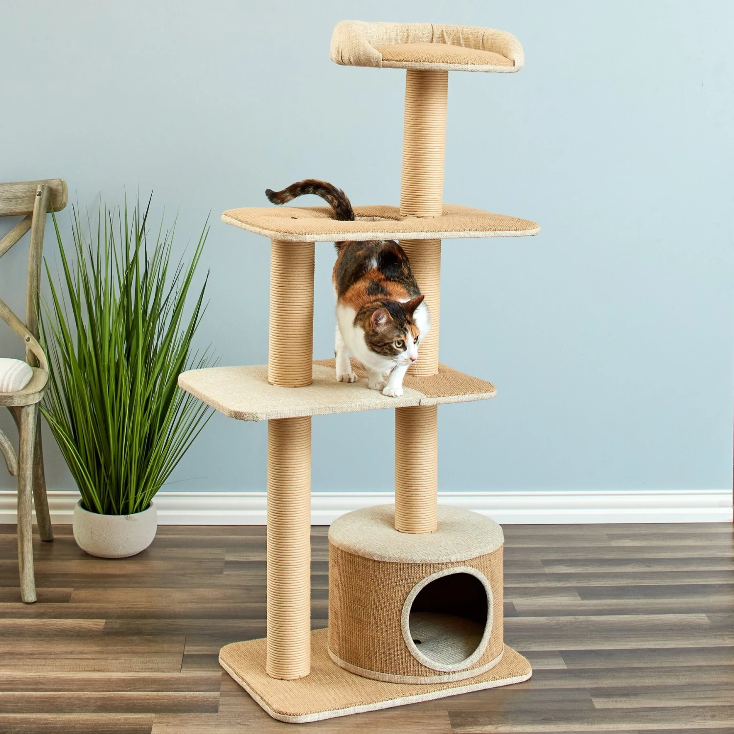 Two By Two The Cottonwood 51-in Cat Tree & Condo, Beige 7 Two By Two The Cottonwood 51-in Cat Tree & Condo, Beige - Image 5