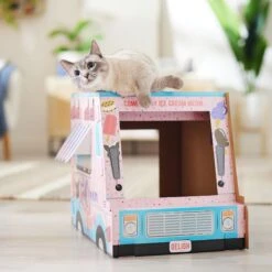 Frisco Ice Cream Truck Cardboard Cat House, 2-Story -Pawfect Care 317729 PT3. AC SS1800 V1676566491