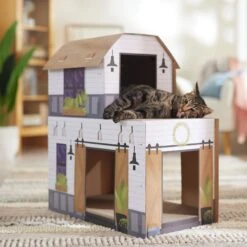 Frisco Farmhouse Cardboard Cat House, 2-Story -Pawfect Care 317733 PT3. AC SS1800 V1676566492