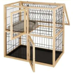 Frisco Collapsible Wood & Wire Cat Cage Playpen, 2 Level -Pawfect Care 323214 PT3. AC SS1800 V1645493866