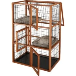 Frisco Collapsible Wood & Wire Cat Cage Playpen, 3 Level -Pawfect Care 323215 PT3. AC SS1800 V1645497221