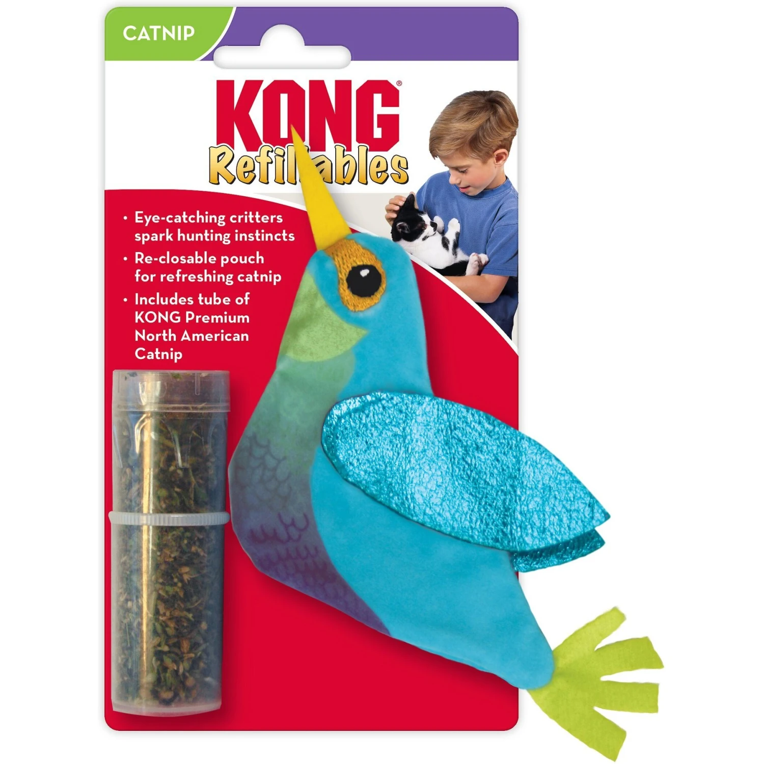 KONG Refillables Hummingbird Cat Toy, Blue 6 KONG Refillables Hummingbird Cat Toy, Blue - Image 4