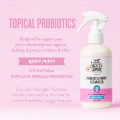 Skout's Honor Happy Puppy Probiotic Daily Use Cat & Dog Hair Detangler, 8-oz Bottle -Pawfect Care 347805 PT3. AC SS1800 V1658201860